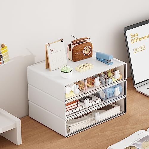 Marbrasse Desk Organizer with 6 Drawers, 3 Tier Stackable Storage Drawers Plastic Makeup Storage, Office Organizers and Storage, Desk Storage Box for Office, School, Home - Image 4
