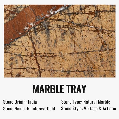 Koville Indian Natural Marble Decorative Tray, 12"x6" - Countertop Organizer, Catchall for Perfume, Candles, Jewelry - Image 3