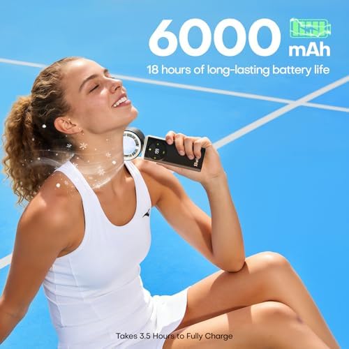 6000mAh Portable Handheld Fan with Ice Cooling, 199 Levels Stepless Speed, 20H Long Battery Life, 20000RPM Turbo Fan Rechargeable Personal Mini Fan for Travel, Outdoor, Makeup - Image 4