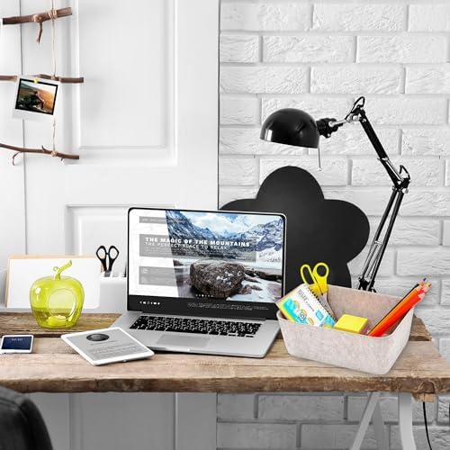Welaxy Felt deep Storage Bin lidded Desk Drawer Organizer Caddy Oatmeal - Image 5