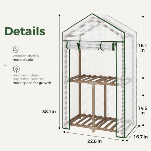 Bamworld 2-Tier Mini Greenhouse 15-Min Setup Outdoor 23x17x38-Inch - Image 2