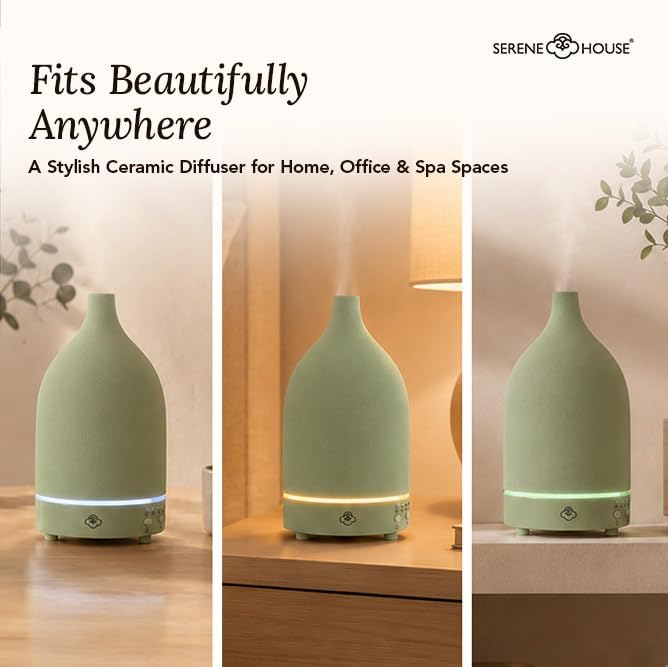 Serene House Vapor Ultrasonic Essential Oil Diffuser Ceramic Green 90ml - Image 3