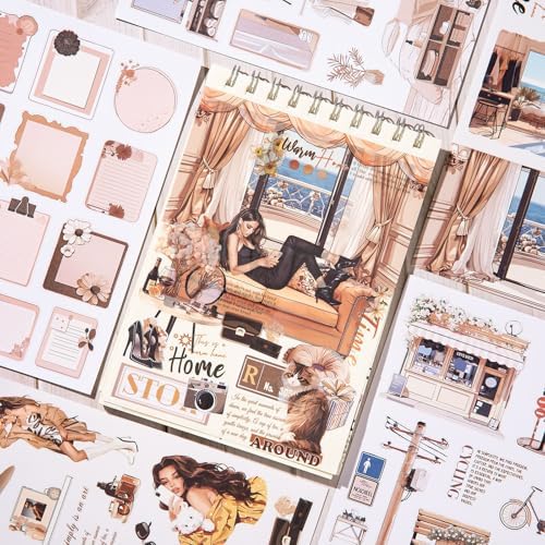 YagCu Scrapbooking Sticker Book, Scrapbook Stickers, Junk Journal Supplies, Pre-Cut Aesthetic Journaling for Women, Adults People Decorative Ephemera Bullet Planner DIY Arts - Image 3