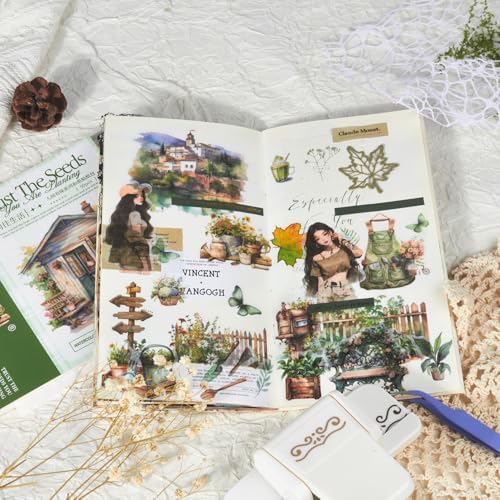 Garden Journal Stickers for Junk Journal Supplies, 50 Sheets Precut Watercolor Washi Sticker Book for Journaling, Scrapbooking, Bujo, Card Making, Art Crafts, Adults - Image 4