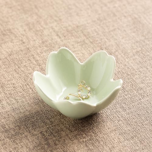 Floral Ceramic Jewelry Tray, 3.5" Ring Holder Trinket Bowl by Unknown