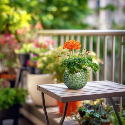Ceramic Plant Pots - 4 inch Plant Pot with Drainage Hole, Small Pots for Plants Indoor Outdoor, Unique Round Planter, Modern Decorative Flower Pot, Room Decor, House Warming Gifts, Green - Image 7