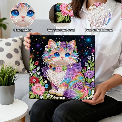 LQCrafK DIY 3D Pearl Art Painting Handcraft Kit for Adults Beginners, Home Wall Decoration, Creative Design Framed Painting with Tools-Colorful Kitten - Image 4