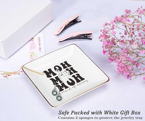 NZY Maid of Honor Proposal Gifts from Bride-Wedding Gifts for Bridesmaid-Bachelorette Party Present for Her Besties Friends Women-Jewelry Tray Trinket Holder Ring Dish-Will You Be My Maid of Honor - Image 2