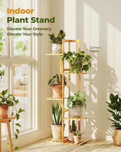 Bamworld Bamboo Plant Stand Indoor 5 Tiered Plant Shelf, Natural 43 Inch - Image 2