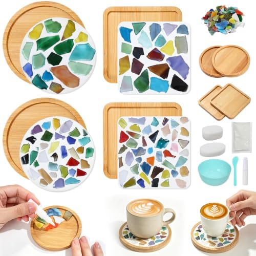 4 Sets DIY Mosaic Kits for Adults Mixed Color Mosaic Tiles for Crafts by WATHFKCU
