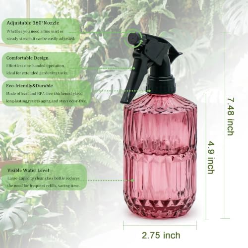 OFFIDIX Glass Plant Mister 13.5 oz Fine Mist Plant Spray Bottle Amaranth - Image 4