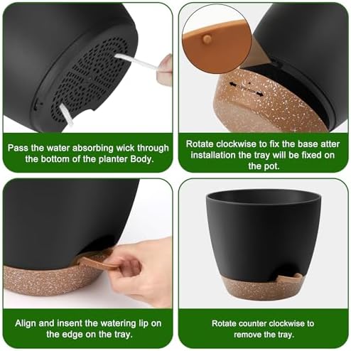 QRRICA 7/7.5/8/9/10 Inch Self Watering Pots for Indoor/Outdoor Plants - Image 2
