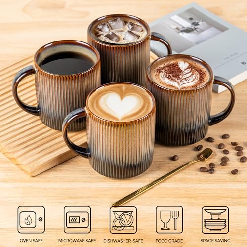 theterra Ceramic Coffee Mugs Set of 6, 14.2 oz Coffee Cups with Handle - Image 4