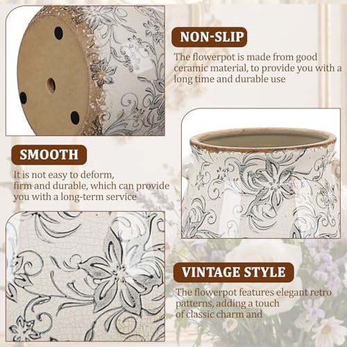 Ceramic Scroll Planter 6.5 Inch, Gray Camellia - Image 3