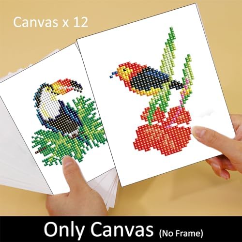 Haocy 12pcs Bird Mini Diamond Art Kits for Adults,Small Diamond Painting Kits Quick Gem Art for Beginner,1-Hour Postcard-Style,Paint by Diamond Mosaic,Home Wall Decor (Bird) - Image 6