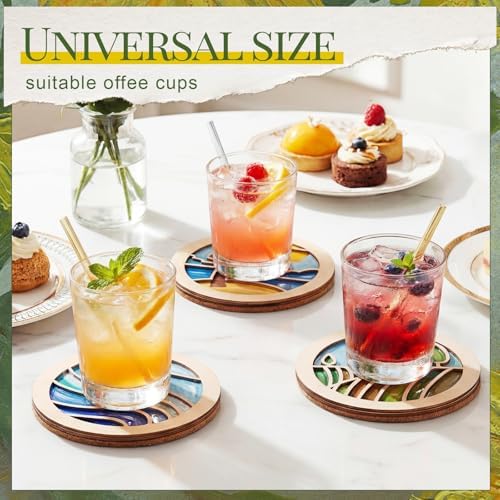 Reallnaive Wood Coasters Painting Kit DIY Craft, 12 Pcs, Landscape - Image 5