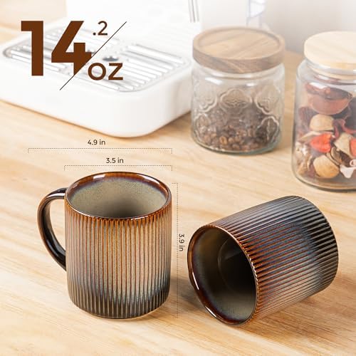 theterra Ceramic Coffee Mugs Set of 6, 14.2 oz Coffee Cups with Handle - Image 2