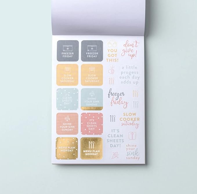 PPP Home Planner Sticker Book 1st Ed | Pack of 15 | 819 Total Stickers | Assorted Sizes | 5x7 Sheets with Gold Foil Stamping | Fun Stickers for Home Planners, Money Planner, Journals