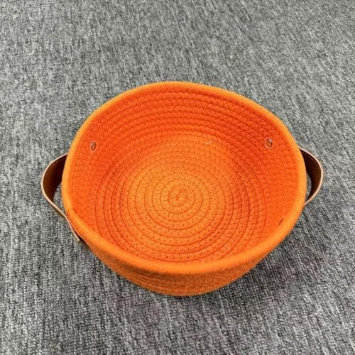 ABenkle Small Storage Basket, Mini Cotton Rope Storage Bin, Cute Tiny Shelf Baskets, Boho Decorative Toy Organizer for Nursery, Spa, Empty Gift Basket - XS, Orange - Image 2