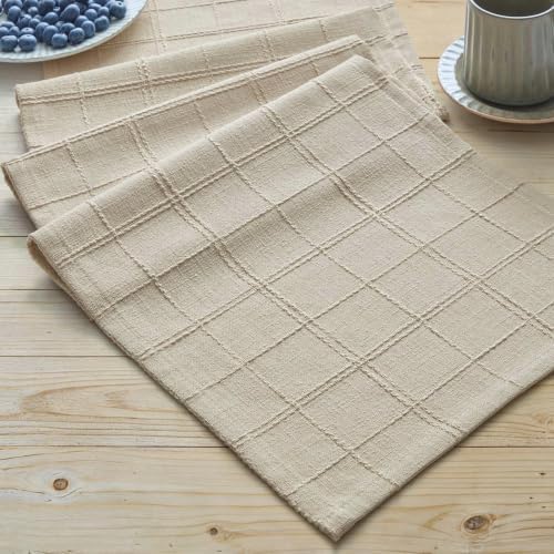 ZeeMart Linen Checked Farmhouse Table Runner, 13x48 Inches Oatmeal by ZEEMARTONLINE
