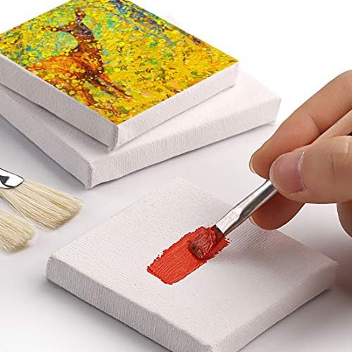 Tosnail 12 Packs Mini Canvas and Easel Set, Art Easel Stand with Canvas Set Tabletop Wooden Display Stand and Canvas Panels for Artist, Students, Adults, Kids Painting - Image 5