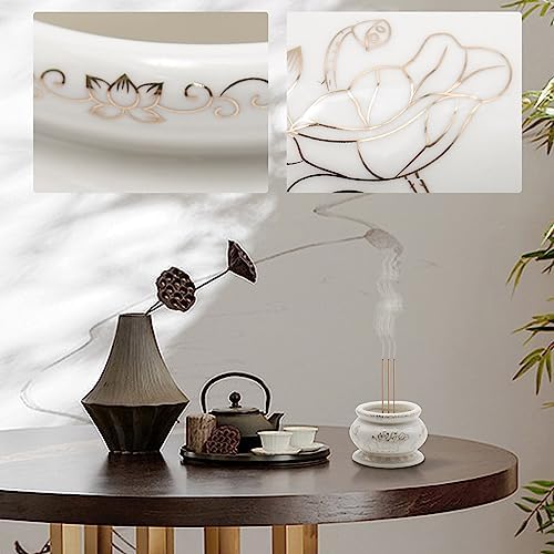 Ceramic Incense Burner Pot, Small Incense Bowl Lotus Incense Holder for Meditation, Prayer & Yoga for Praying Buddha Tibetan Buddhist Altar Incense Censer 4 Inches - Image 5
