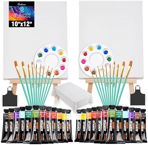 2-Pack 10''x12'' Sip and Paint Kit for Adults (with Easel), Date Night Painting Kits for Adults, Couples, Beginners, and Painting Parties | Ideal for Art Lovers and Creative Fun by Cularve