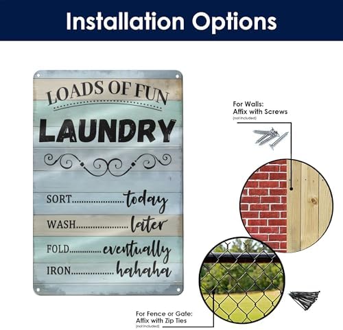 Laundry Room Decor Accessories Vintage Metal Signs Farmhouse Laundry Schedule Sign Hanging Decor Desk Shelf Decorations Housewarming Presents Wall Decoration 8x12 Inches - Image 4