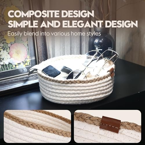 Sea Team 3-Pack Compact Nesting Woven Cotton Rope Storage Baskets, White - Image 3