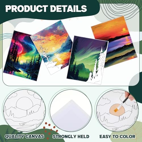 Zhanmai 88 Pcs 8 x 10 Inch Pre Drawn Canvas for Painting Kit Pre Stretched Canvas for Sip and Paint Party Favor Coloring DIY Virtual Party Birthday Gifts Adult's Date Night(Oil Painted Landscape) - Image 3