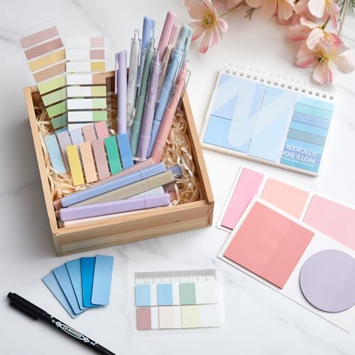 Jutom 41 Pcs Aesthetic Book Annotation Kit with Pencil Bag Bible Journaling Kit Notebook Sticky Note Tab Highlighter Black Ink Pen Page Marker School Office Supplies Bible Lover Gift(Blue) - Image 5