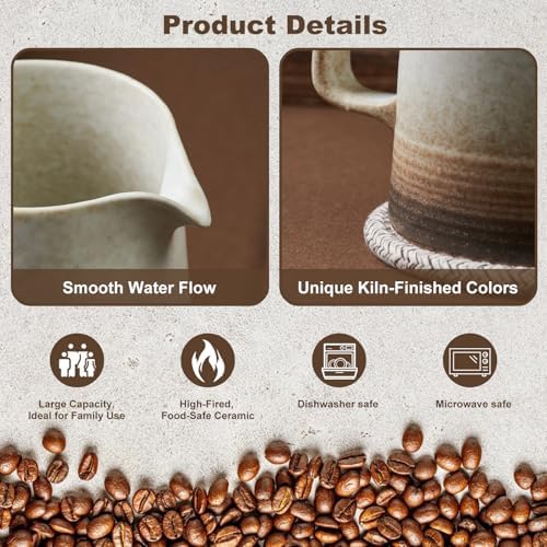Pour Over Coffee Maker, Ceramic Coffee Dripper with 40pcs V02 Paper Filter & Coaster, 18.2oz/540ml Flower Shape Pour Over Coffee Filter set (Brown Gradient Set) - Image 4