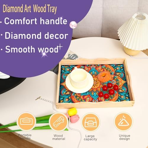 EWJRNSF Diamond Art Kits for Adults Wooden Serving Trays with Handles - Image 6
