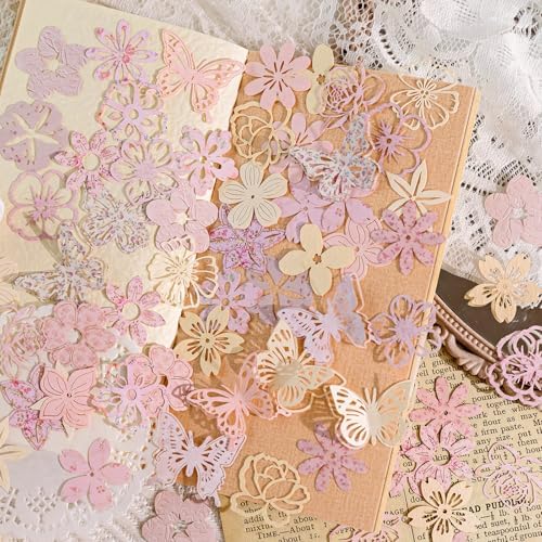 300PCS Vintage Scrapbook Paper Textured Journaling Scrapbooking Supplies Kit Hollow Out Decorative Craft Paper Assorted for Bullet Junk Journals Card Making Craft DIY, Encounter Garden - Image 6