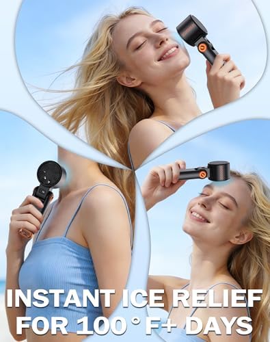 Portable Handheld Fan with Semiconductor Ice Cooling, [Instant Ice Relief], 4000mAh Rechargeable Mini Personal Fan, 5 Speeds, Quiet USB Travel Fan for Outdoor, Commuting, Summer Heat - Image 2