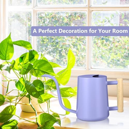 Watering Can Indoor Plants, 35oz Small Stainless Steel Metal Watering Can Modern Decorative Watering Pot with Long Spout for Indoor House Plant Bonsai Garden Flowers (Purple) - Image 3
