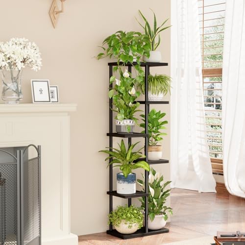 Bamworld Tall Plant Stand Indoor, 6 Tier Metal Plant Shelf for Multiple Plants, Tiered Flower Pot Stands for Patio Garden Balcony Living Room Bedroom, Black - Image 2
