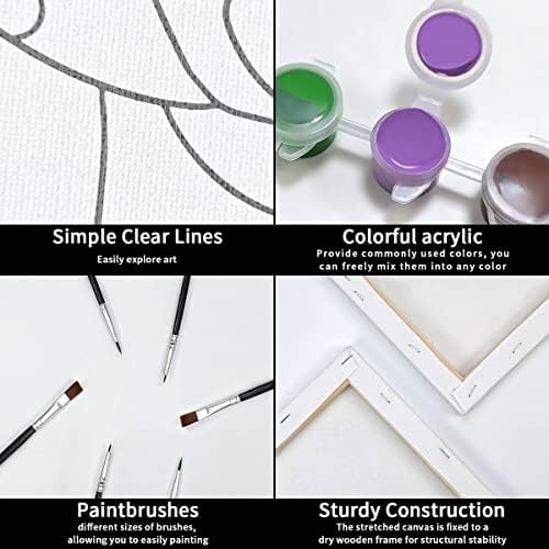 Couples Paint Party Kits Pre Drawn Canvas for Adults for Paint and Sip Date Night Games for Couples Painting kit 8x10 African American Girl Boy (2 Pack) Valentine - Image 4