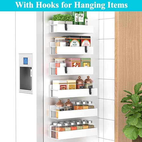 HuggieGems Metal Magnetic Spice Rack for Refrigerator White, 6 Pack - Image 2