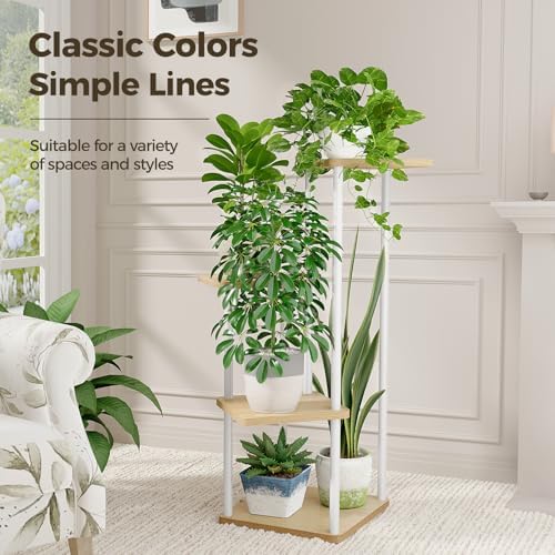 Bamworld Small Plant Stand Indoor 4 Tier White Plant Shelf - Image 2