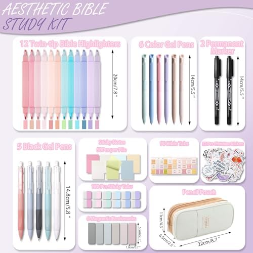 XKDOUS 58 Bible Study Supplies Journaling Kit, Bible Highlighters, Khaki - Image 2