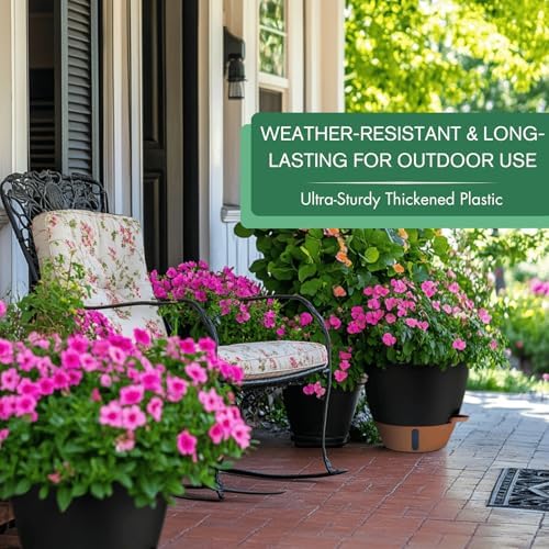 2 Pack 10 inch Self Watering Planters, PP Plastic Plant Pots for Outdoor - Image 3