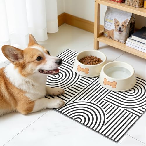 Findosom Geometric Dish Drying Mat, 12" x 20" Absorbent Coffee Mat, Black - Image 5