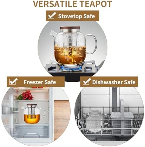 MESNEY Glass Teapot with Infuser for Loose Leaf Tea 40oz, Stovetop Safe - Image 3