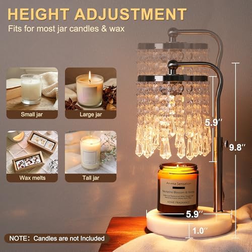 Candle Warmer Lamp Silver Adjustable Height with Timer Dimmer - Image 6