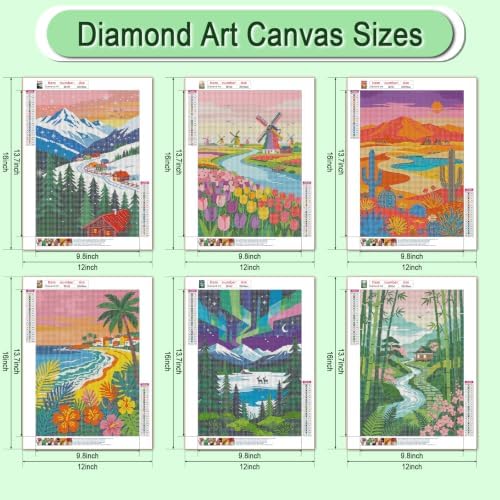 DOZEEZOP 6-Pack Diamond Art Kit for Adults, 5D Diamond Painting 12x16 Inch - Image 6