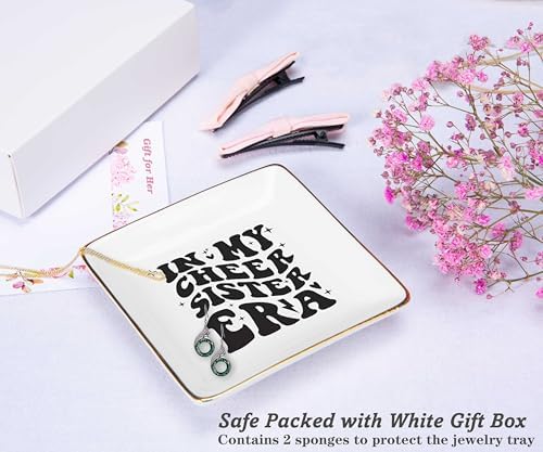 Mother's Day Birthday Christmas Gift to Stage Sis,Cheerleader Present,Cheerleading Sis Present,Join in Cheer Squad Gift for Sister-Ceramic Jewelry Tray Trinket Holder Ring Dish-In My Cheer Sister Era - Image 2
