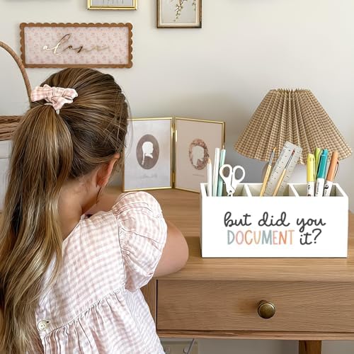 Funny But Did You Document It Pen Pencil Holder for Desk, HR Human Resources Gifts, Office Humor Gifts for Coworkers Women Men Wooden Box Sign Decorations for Office Desk Tabletop - Image 4