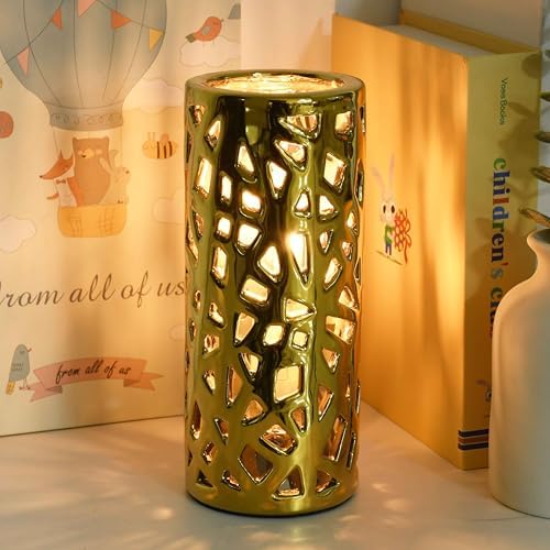 Nave Small Table Lamp for Living Room as Bedside Table Lamp for Bedroom,Modern Ceramic Table Lamp,Kids Night Nursery Table Lamp,Φ3.14×H7.48IN,Bulb Excluded,Gold Carving Bird Nest - Image 3