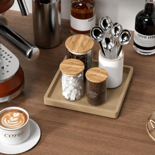 Weenson Bamboo Bathroom Vanity Tray Countertop, Decor, 7.9" x 7.9" Gold - Image 6